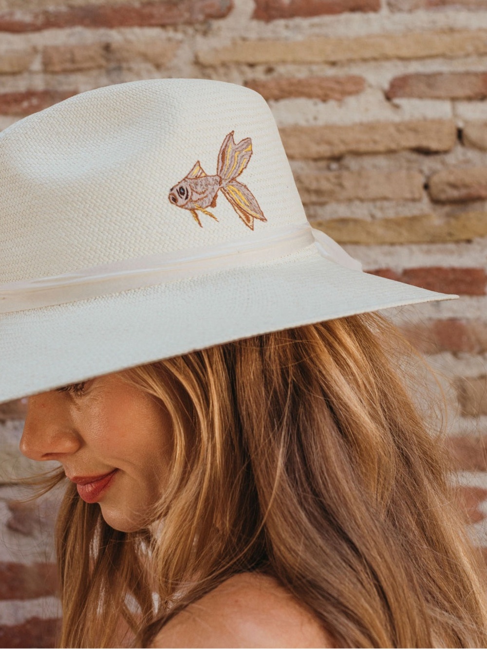 Freya Koi Flat-Brim Rancher Hat S/M Straw Beach Summer Vacation Natural New
